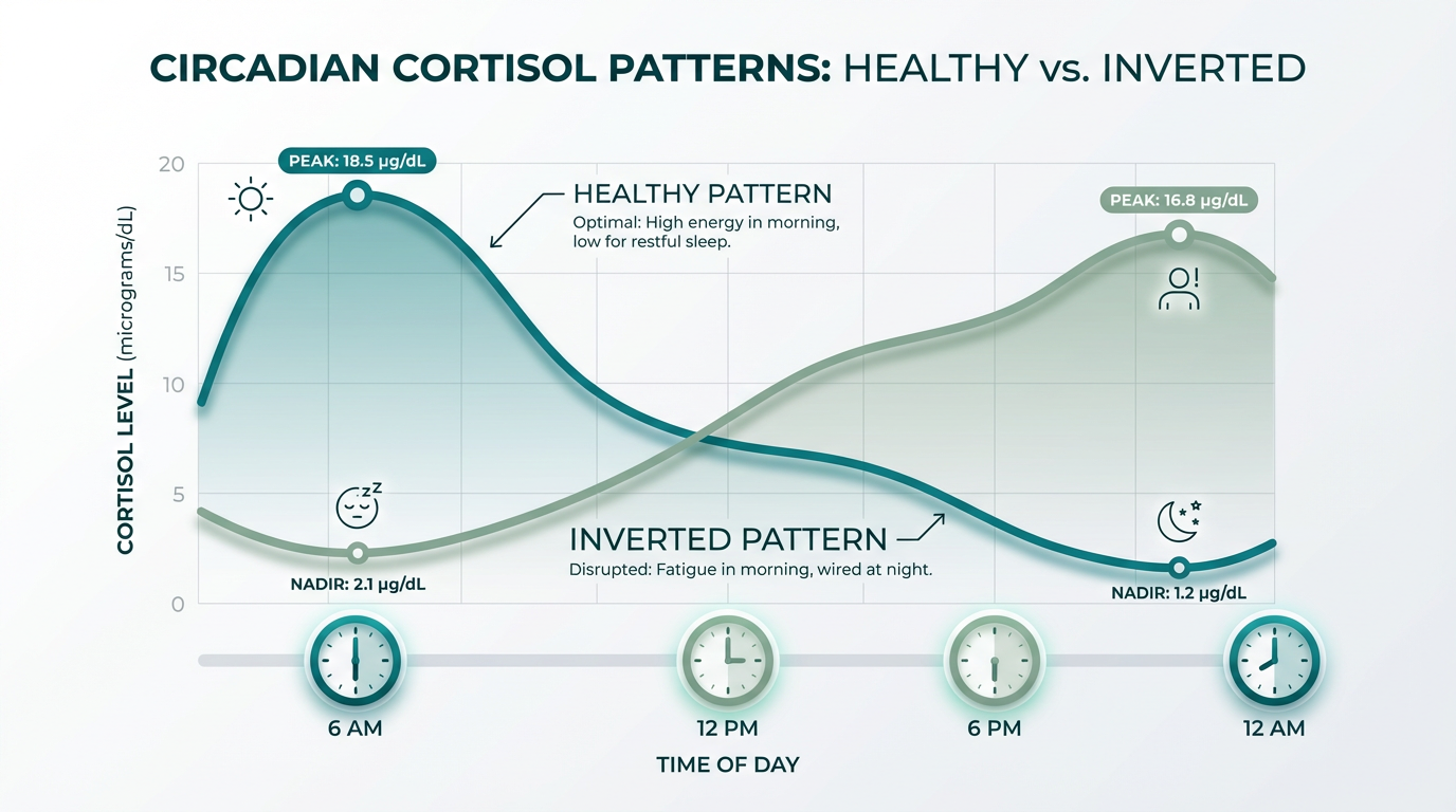 Cortisol pattern comparison showing inverted curve